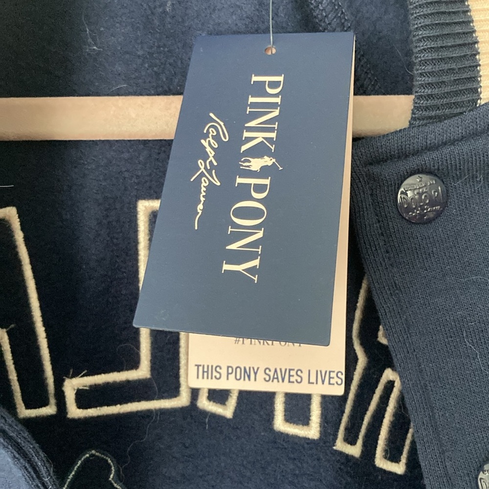 Ralph Lauren Navy and Pink Varsity Jacket - Picture 5 of 8